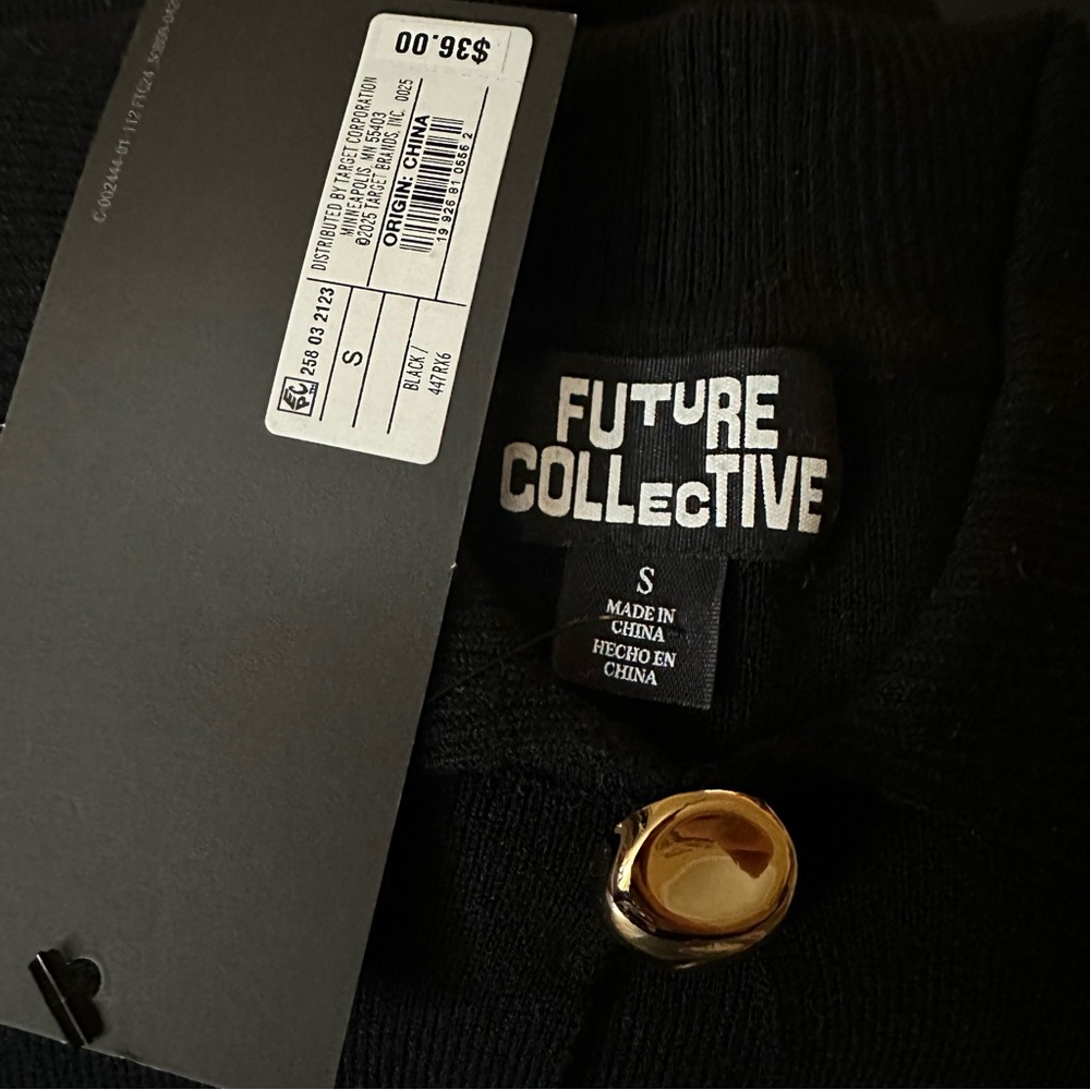 Future Collective Black Cutout Gold Button Pullover Sweater - Picture 4 of 4